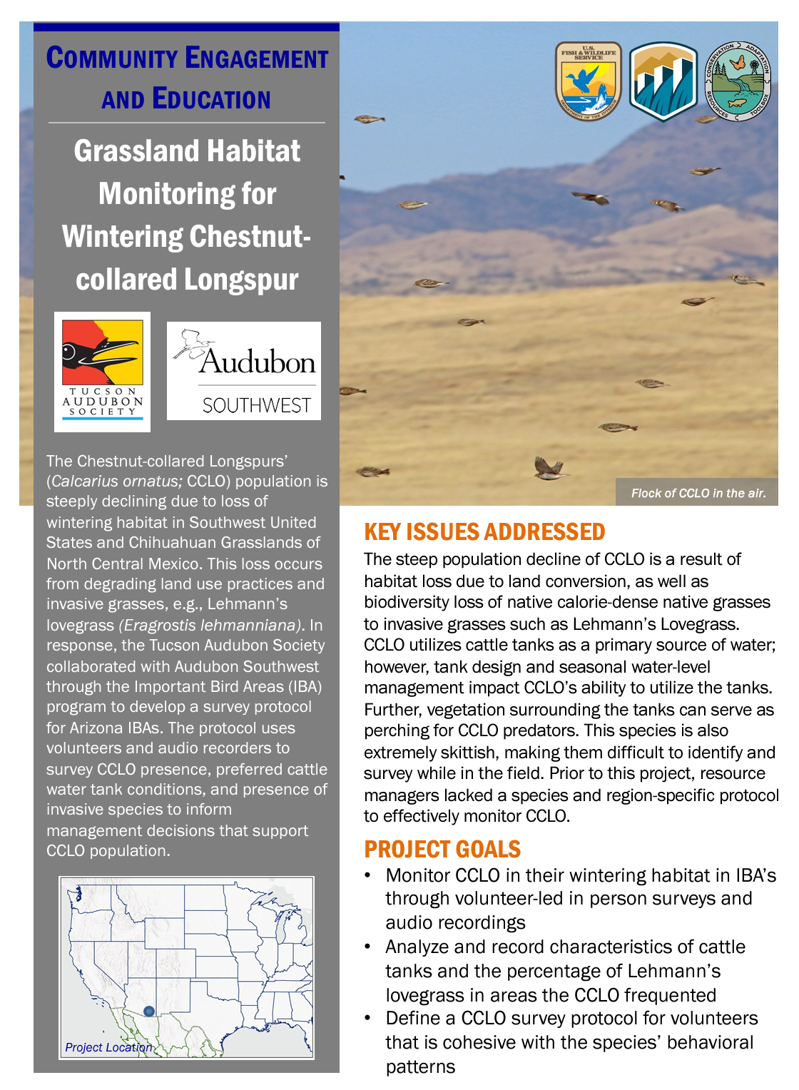 An image of the summary for the grasslands habitat monitoring handout