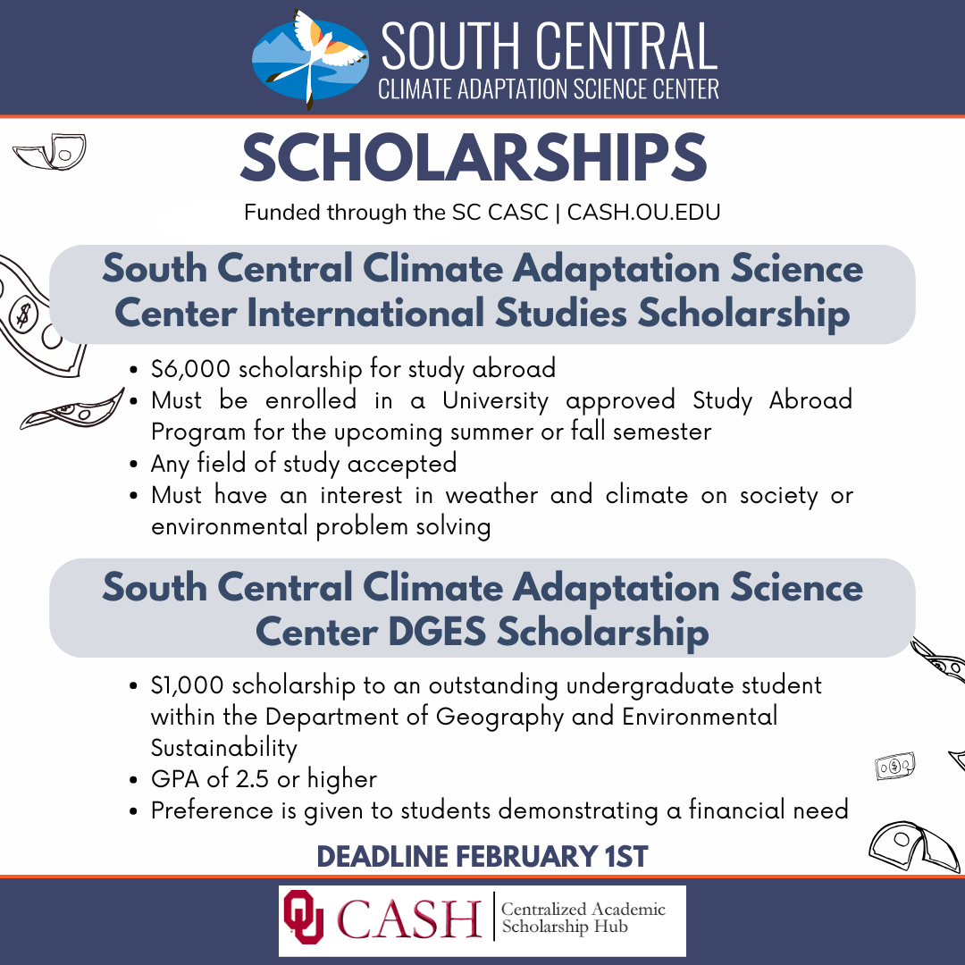A flyer describing the South Central CASC scholarship offerings